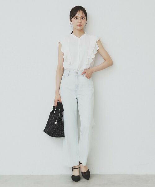 index / インデックス シャツ・ブラウス | プリーツフリルバンドカラーブラウス【洗濯機洗い可/イージーアイロン】 | 詳細3