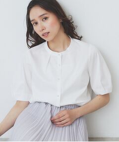 index / インデックス シャツ・ブラウス | バンドカラータックブラウス【洗濯機洗い可/イージーアイロン/防シワ】