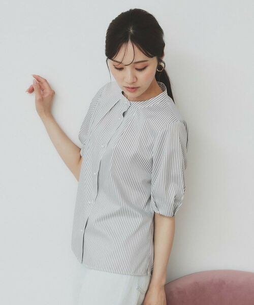 index / インデックス シャツ・ブラウス | バンドカラータックブラウス【洗濯機洗い可/イージーアイロン/防シワ】 | 詳細1