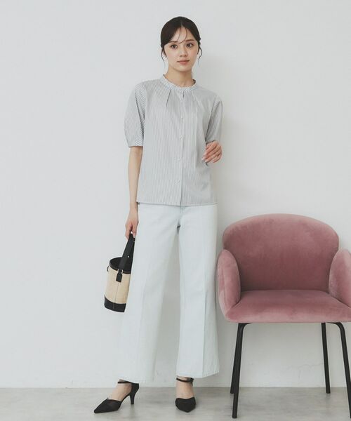 index / インデックス シャツ・ブラウス | バンドカラータックブラウス【洗濯機洗い可/イージーアイロン/防シワ】 | 詳細2