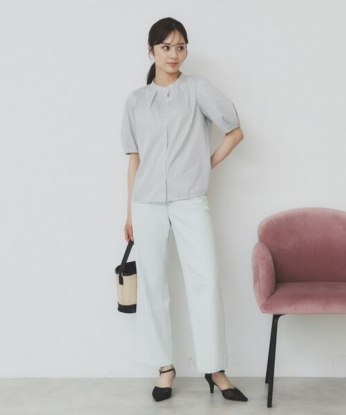 index / インデックス シャツ・ブラウス | バンドカラータックブラウス【洗濯機洗い可/イージーアイロン/防シワ】 | 詳細3