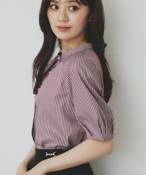 index / インデックス シャツ・ブラウス | バンドカラータックブラウス【洗濯機洗い可/イージーアイロン/防シワ】 | 詳細5