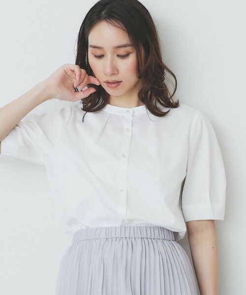 index / インデックス シャツ・ブラウス | バンドカラータックブラウス【洗濯機洗い可/イージーアイロン/防シワ】 | 詳細9