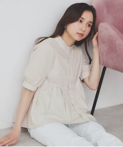 index / インデックス シャツ・ブラウス | 《5色展開》フリルバンドカラーペプラムブラウス【洗濯機洗い可/イージーアイロン/防シワ】