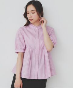 index / インデックス シャツ・ブラウス | 《5色展開》フリルバンドカラーペプラムブラウス【洗濯機洗い可/イージーアイロン/防シワ】