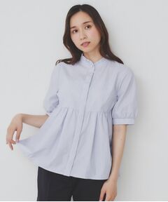 index / インデックス シャツ・ブラウス | 《5色展開》フリルバンドカラーペプラムブラウス【洗濯機洗い可/イージーアイロン/防シワ】