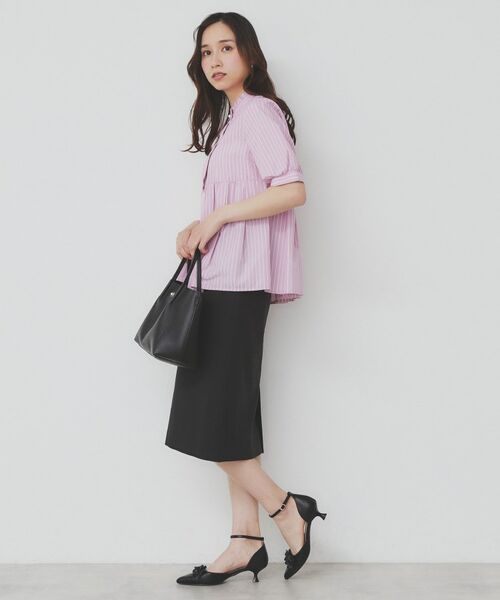index / インデックス シャツ・ブラウス | 《5色展開》フリルバンドカラーペプラムブラウス【洗濯機洗い可/イージーアイロン/防シワ】 | 詳細14