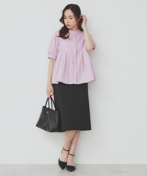 index / インデックス シャツ・ブラウス | 《5色展開》フリルバンドカラーペプラムブラウス【洗濯機洗い可/イージーアイロン/防シワ】 | 詳細15