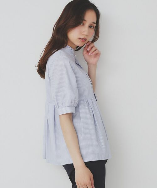 index / インデックス シャツ・ブラウス | 《5色展開》フリルバンドカラーペプラムブラウス【洗濯機洗い可/イージーアイロン/防シワ】 | 詳細17