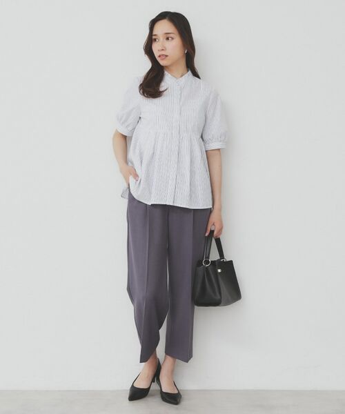 index / インデックス シャツ・ブラウス | 《5色展開》フリルバンドカラーペプラムブラウス【洗濯機洗い可/イージーアイロン/防シワ】 | 詳細2