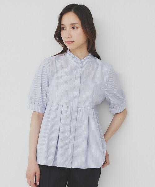 index / インデックス シャツ・ブラウス | 《5色展開》フリルバンドカラーペプラムブラウス【洗濯機洗い可/イージーアイロン/防シワ】 | 詳細21