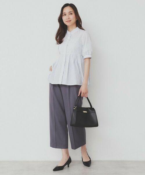 index / インデックス シャツ・ブラウス | 《5色展開》フリルバンドカラーペプラムブラウス【洗濯機洗い可/イージーアイロン/防シワ】 | 詳細3