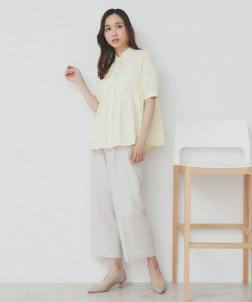 index / インデックス シャツ・ブラウス | 《5色展開》フリルバンドカラーペプラムブラウス【洗濯機洗い可/イージーアイロン/防シワ】 | 詳細6