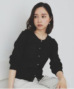 index / インデックス カーディガン・ボレロ | 《7色展開/XS-LLサイズ》ビジューボタンクルーネックカーディガン【洗濯機洗い可】