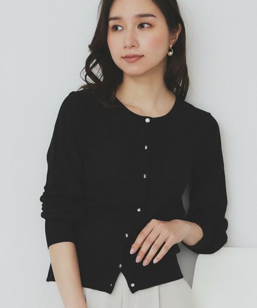 index / インデックス カーディガン・ボレロ | 《7色展開/XS-LLサイズ》ビジューボタンクルーネックカーディガン【洗濯機洗い可】 | 詳細9