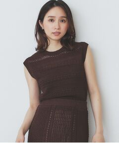 index / インデックス ニット・セーター | 透かし編みノースリーブニット/セットアップ対応【洗濯機洗い可】