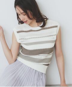 index / インデックス ニット・セーター | 透かし編みノースリーブニット/セットアップ対応【洗濯機洗い可】