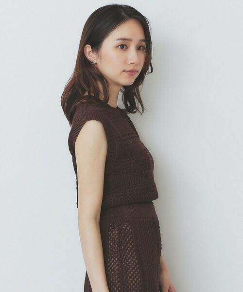 index / インデックス ニット・セーター | 透かし編みノースリーブニット/セットアップ対応【洗濯機洗い可】 | 詳細1