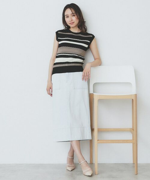 index / インデックス ニット・セーター | 透かし編みノースリーブニット/セットアップ対応【洗濯機洗い可】 | 詳細10