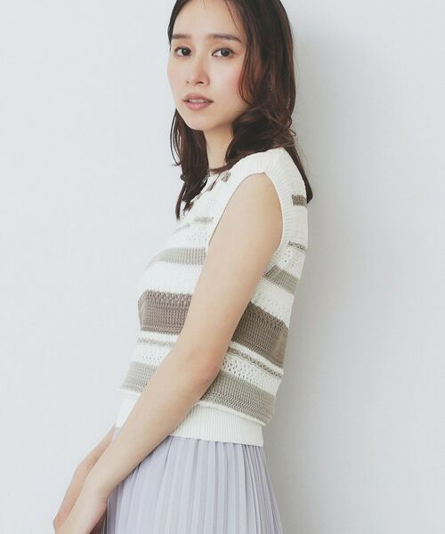 index / インデックス ニット・セーター | 透かし編みノースリーブニット/セットアップ対応【洗濯機洗い可】 | 詳細13
