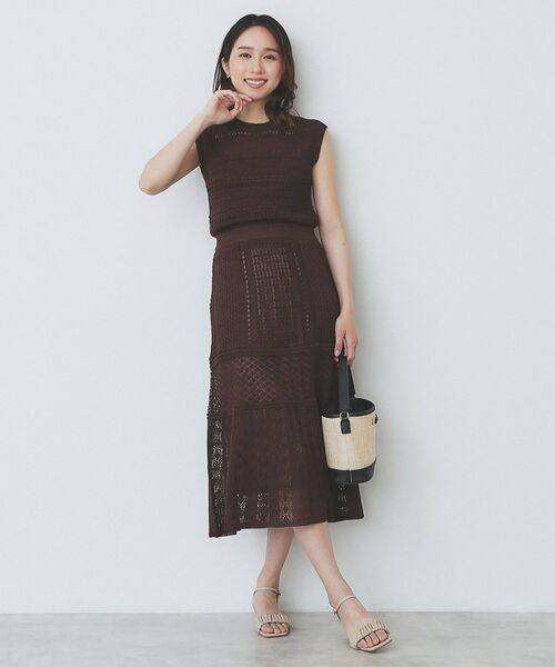 index / インデックス ニット・セーター | 透かし編みノースリーブニット/セットアップ対応【洗濯機洗い可】 | 詳細2