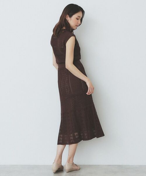 index / インデックス ニット・セーター | 透かし編みノースリーブニット/セットアップ対応【洗濯機洗い可】 | 詳細3