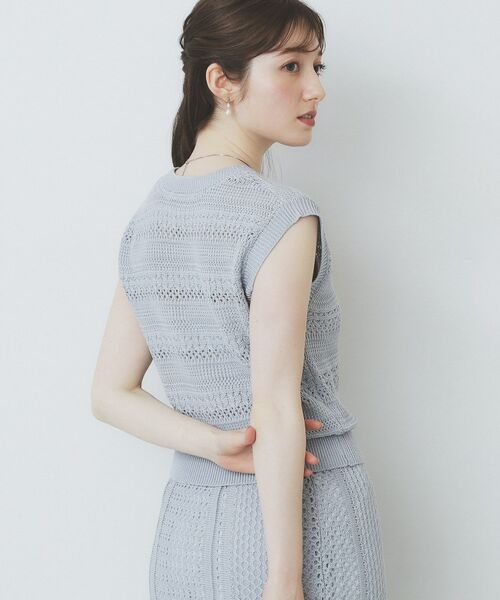 index / インデックス ニット・セーター | 透かし編みノースリーブニット/セットアップ対応【洗濯機洗い可】 | 詳細5