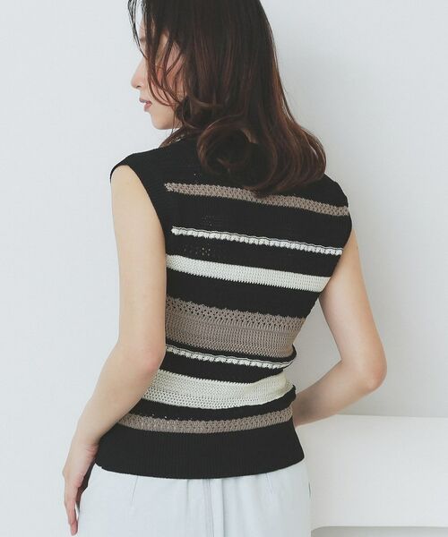 index / インデックス ニット・セーター | 透かし編みノースリーブニット/セットアップ対応【洗濯機洗い可】 | 詳細9