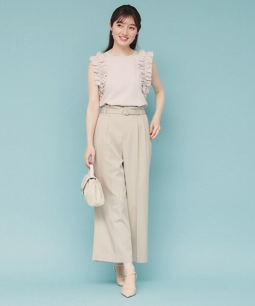 index / インデックス カットソー | 《美人百花掲載》フリルドッキングノースリーブトップス【接触冷感/UVケア/洗濯機洗い可】 | 詳細10