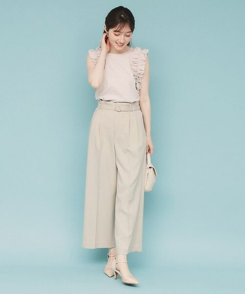 index / インデックス カットソー | 《美人百花掲載》フリルドッキングノースリーブトップス【接触冷感/UVケア/洗濯機洗い可】 | 詳細11