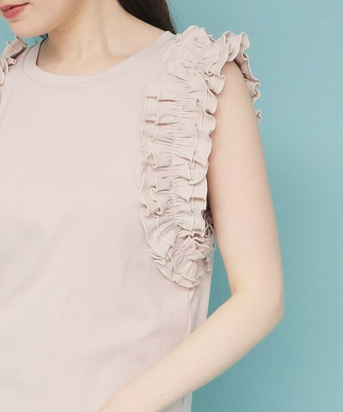 index / インデックス カットソー | 《美人百花掲載》フリルドッキングノースリーブトップス【接触冷感/UVケア/洗濯機洗い可】 | 詳細18