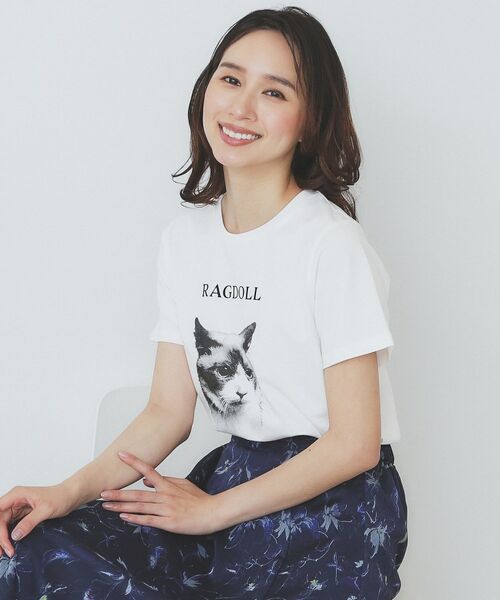 セール】 ねこプリントTシャツ【洗濯機洗い可】 （Tシャツ