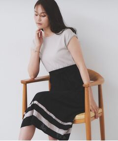 index / インデックス ミニ丈・ひざ丈ワンピース | 柄編みボーダーラインニットワンピース【洗濯機洗い可】