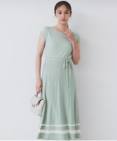 index / インデックス ミニ丈・ひざ丈ワンピース | 柄編みボーダーラインニットワンピース【洗濯機洗い可】