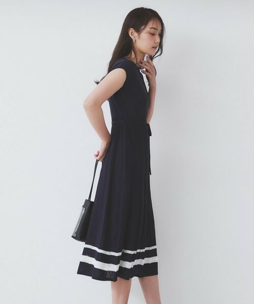 index / インデックス ミニ丈・ひざ丈ワンピース | 柄編みボーダーラインニットワンピース【洗濯機洗い可】 | 詳細1