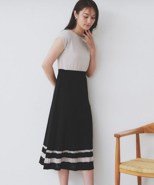 index / インデックス ミニ丈・ひざ丈ワンピース | 柄編みボーダーラインニットワンピース【洗濯機洗い可】 | 詳細10