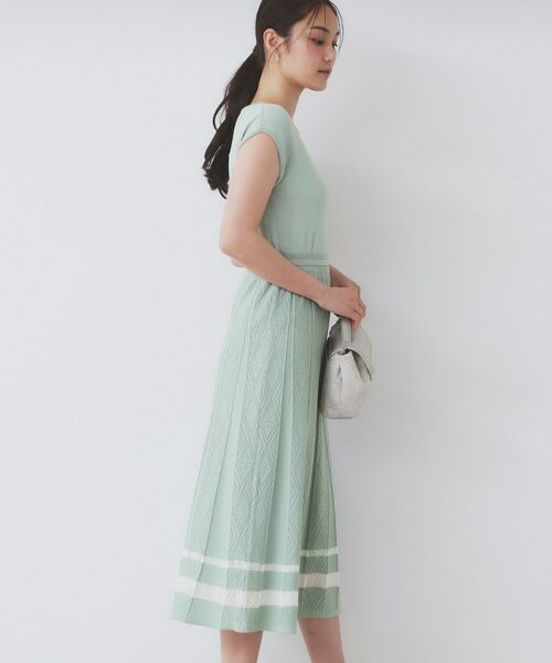 index / インデックス ミニ丈・ひざ丈ワンピース | 柄編みボーダーラインニットワンピース【洗濯機洗い可】 | 詳細13