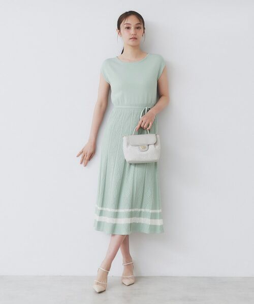 index / インデックス ミニ丈・ひざ丈ワンピース | 柄編みボーダーラインニットワンピース【洗濯機洗い可】 | 詳細14