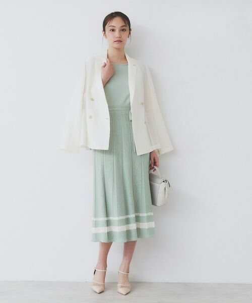 index / インデックス ミニ丈・ひざ丈ワンピース | 柄編みボーダーラインニットワンピース【洗濯機洗い可】 | 詳細15