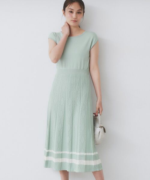 index / インデックス ミニ丈・ひざ丈ワンピース | 柄編みボーダーラインニットワンピース【洗濯機洗い可】 | 詳細16