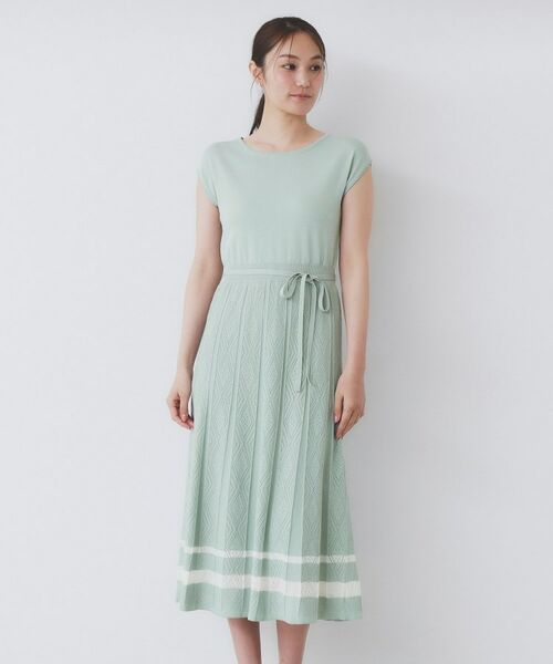 index / インデックス ミニ丈・ひざ丈ワンピース | 柄編みボーダーラインニットワンピース【洗濯機洗い可】 | 詳細19