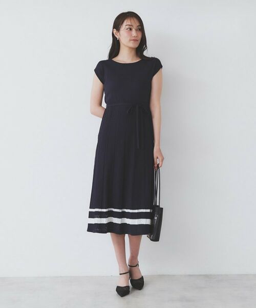 index / インデックス ミニ丈・ひざ丈ワンピース | 柄編みボーダーラインニットワンピース【洗濯機洗い可】 | 詳細3