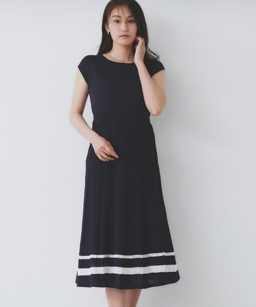 index / インデックス ミニ丈・ひざ丈ワンピース | 柄編みボーダーラインニットワンピース【洗濯機洗い可】 | 詳細4