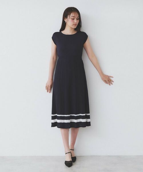 index / インデックス ミニ丈・ひざ丈ワンピース | 柄編みボーダーラインニットワンピース【洗濯機洗い可】 | 詳細5
