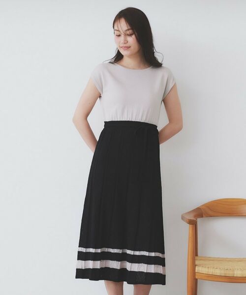 index / インデックス ミニ丈・ひざ丈ワンピース | 柄編みボーダーラインニットワンピース【洗濯機洗い可】 | 詳細7