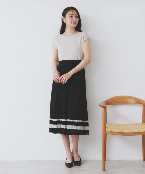 index / インデックス ミニ丈・ひざ丈ワンピース | 柄編みボーダーラインニットワンピース【洗濯機洗い可】 | 詳細8