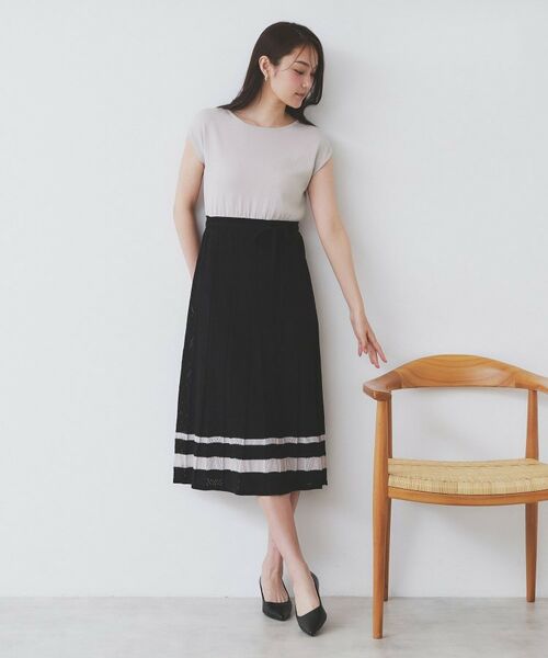 index / インデックス ミニ丈・ひざ丈ワンピース | 柄編みボーダーラインニットワンピース【洗濯機洗い可】 | 詳細9