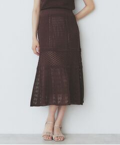 index / インデックス スカート | 透かし編みフレアニットスカート/セットアップ対応【洗濯機洗い可】