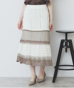 index / インデックス スカート | 透かし編みフレアニットスカート/セットアップ対応【洗濯機洗い可】