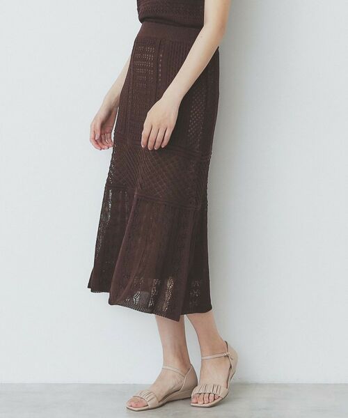 index / インデックス スカート | 透かし編みフレアニットスカート/セットアップ対応【洗濯機洗い可】 | 詳細1